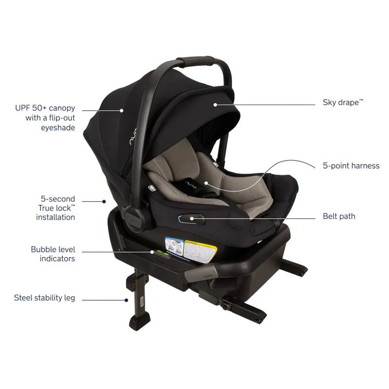 Nuna PIPA Aire Infant Car Seat + Pipa Series Base, Caviar - Image 2