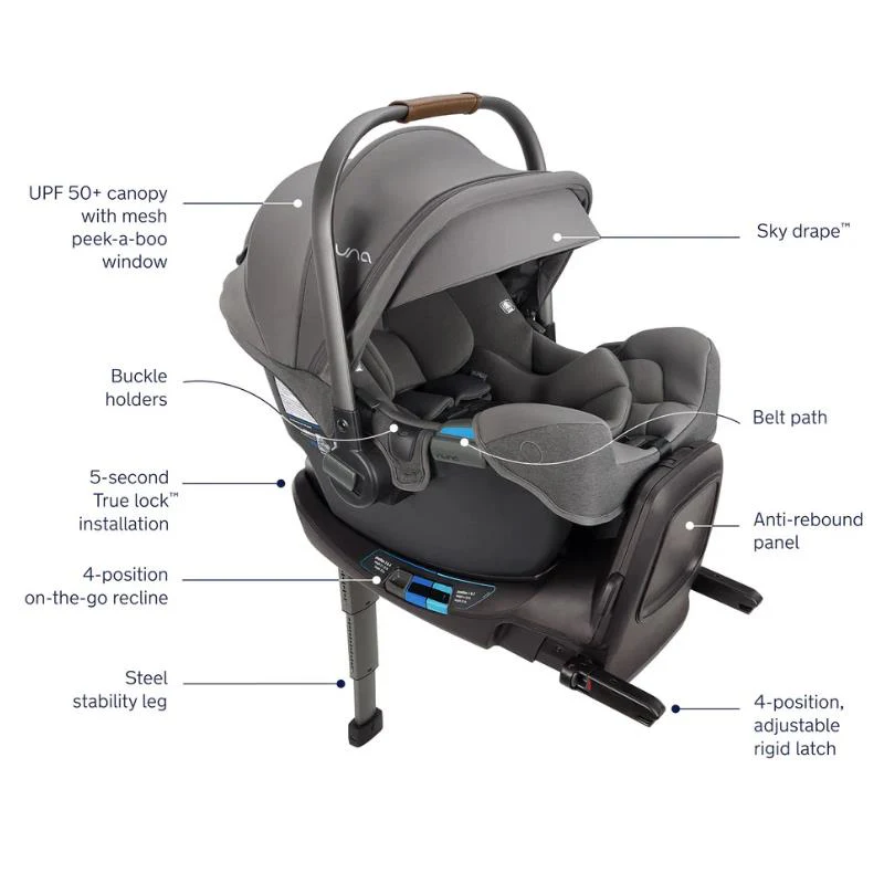 Nuna - PIPA RX Infant Car Seat + RELX Base with Load Leg, Granite - Image 2