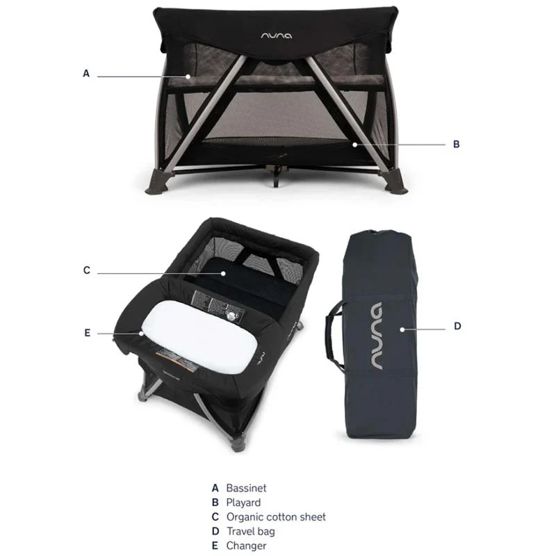 Nuna - Sena Aire + Changer Playard with Zip-Off Bassinet, Caviar - Image 7