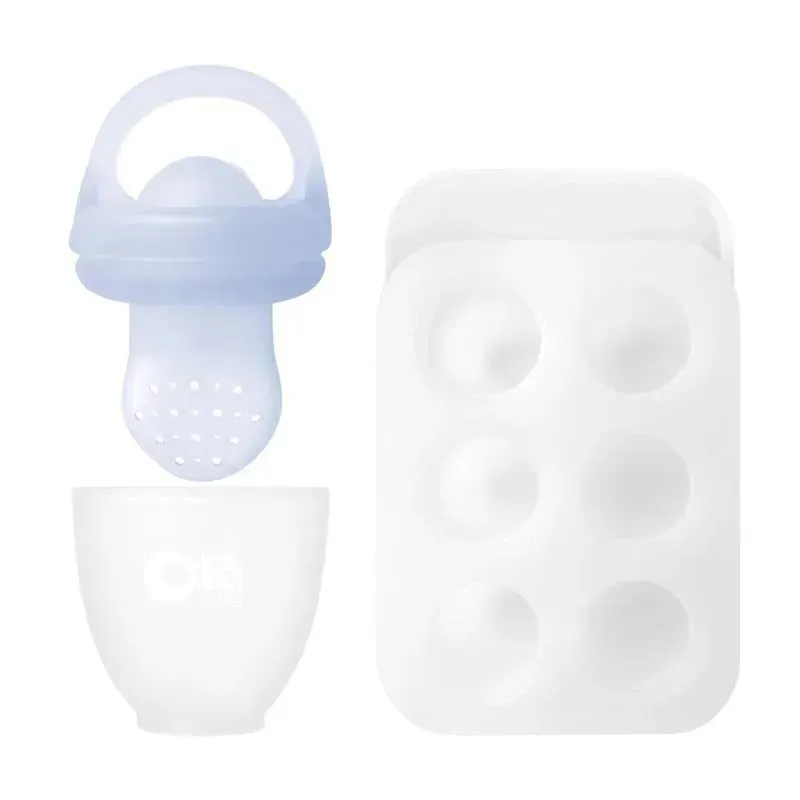 Ola Baby - Silicone Fresh Fruit Feeder & Popsicle Set for Solid Food Introduction, Blueberry