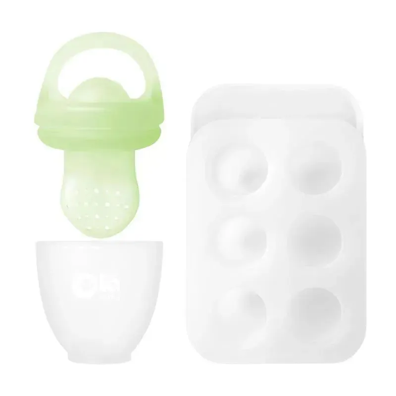 Ola Baby - Silicone Fresh Fruit Feeder & Popsicle Set for Solid Food Introduction, Kiwi