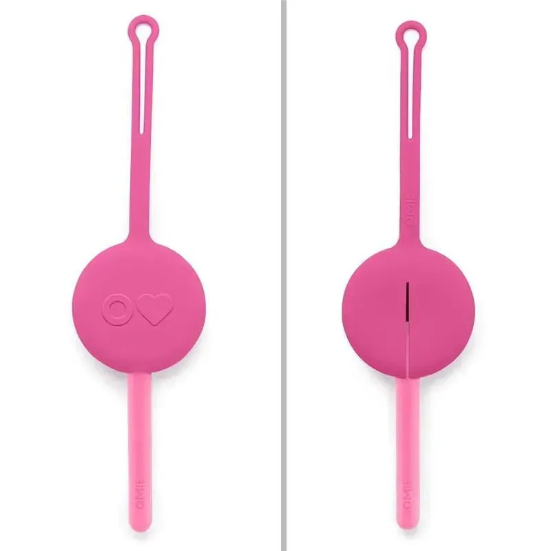 OmieBox - 2Pk Plastic Reusable Fork & Spoon Silverware, Bubble Pink - Image 4
