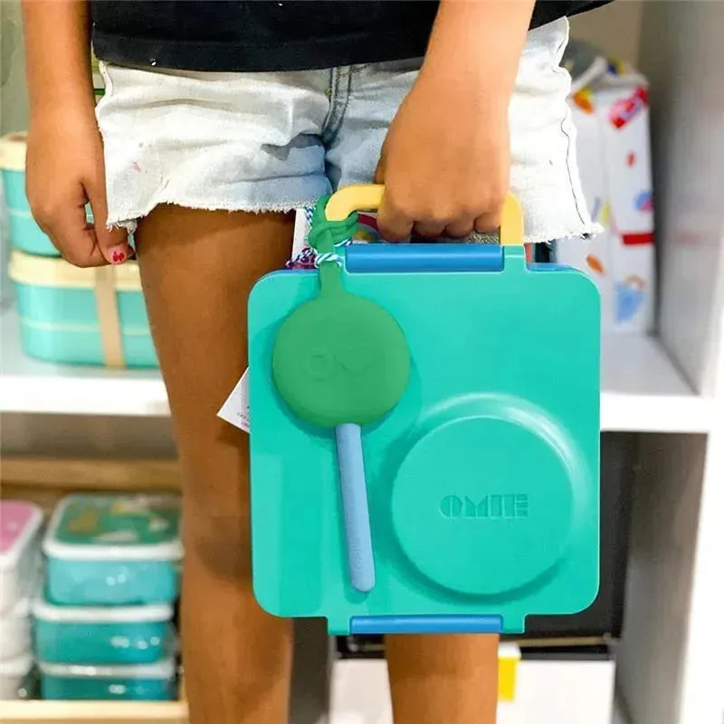 OmieBox - 2Pk Plastic Reusable Fork & Spoon Silverware with Pod for Kids, Mint Green - Image 5