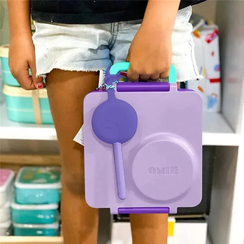 OmieBox - 2Pk Plastic Reusable Fork & Spoon Silverware with Pod for Kids, Purple Plum - Image 5