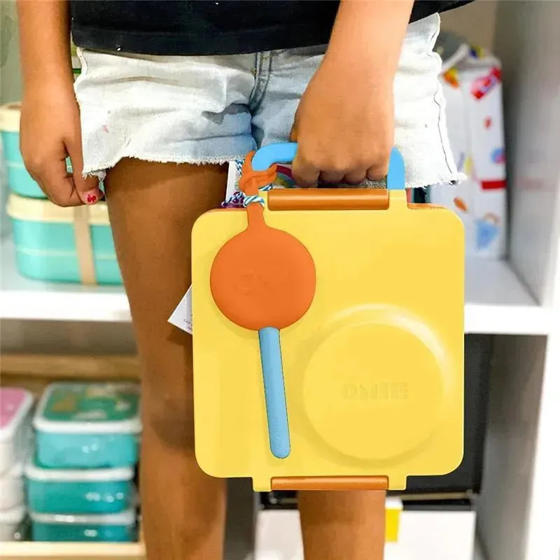 OmieBox - 2Pk Plastic Reusable Fork & Spoon Silverware with Pod for Kids, Sunrise - Image 2