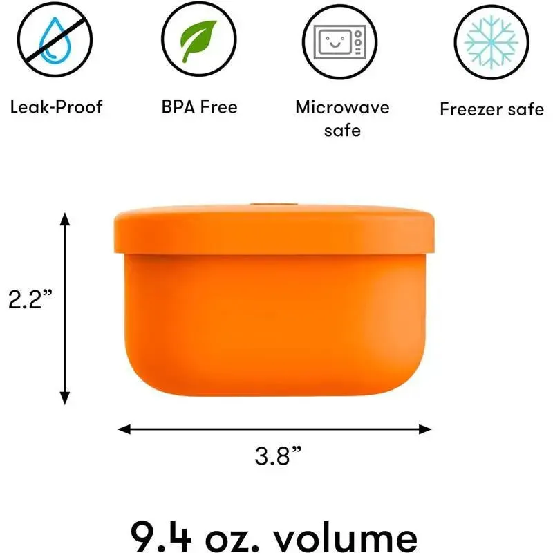 OmieBox - Silicone Leakproof Snack Containers To Go, Orange - Image 2
