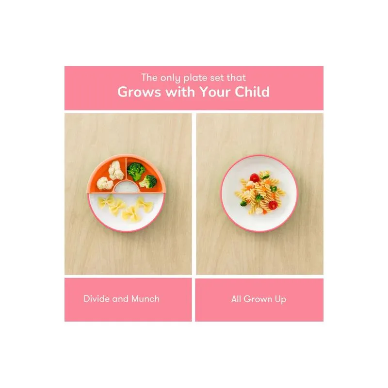 Omie - Toddler Plate With Divider, Pink | 3 plates & 2 dividers - Image 2