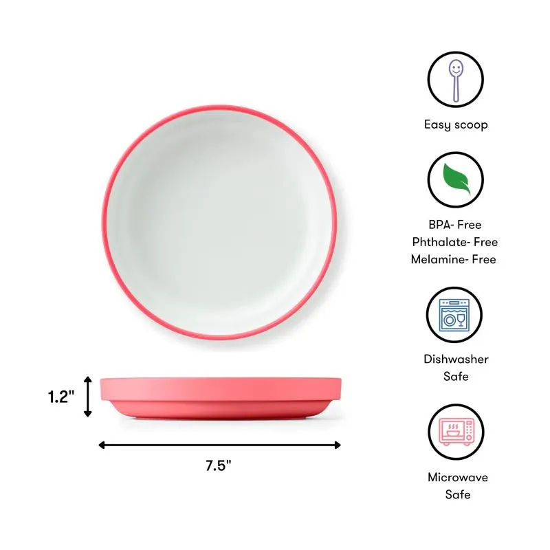 Omie - Toddler Plate With Divider, Pink | 3 plates & 2 dividers - Image 4