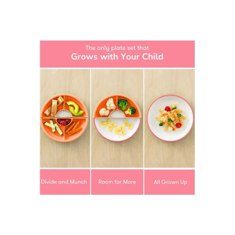 Omie - Toddler Plate With Divider, Pink | 3 plates & 2 dividers - Image 5