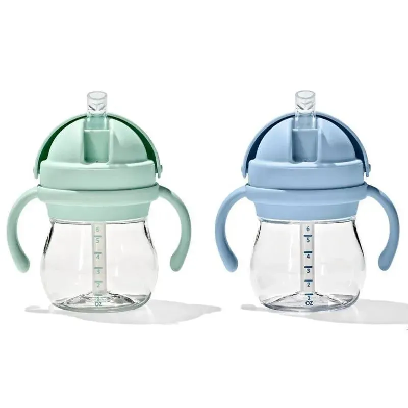 Oxo - 2Pk Tot Transitions Straw Cup with Handles 6 Oz, Opal and Dusk