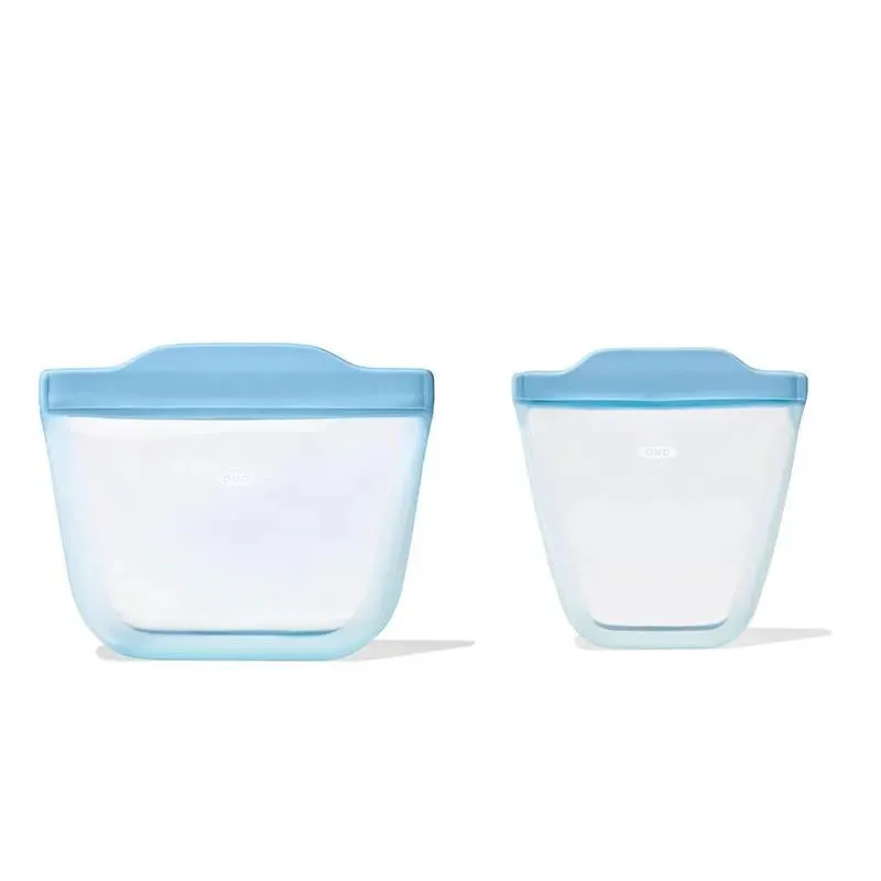 Oxo - Tot Silicone Reusable Bags - 2 Piece Cup And Snack Set, Dusk