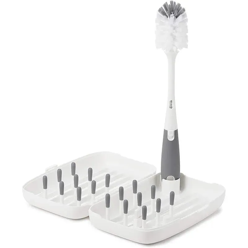 OXO - Tot Travel Size Drying Rack with Bottle Brush, Gray