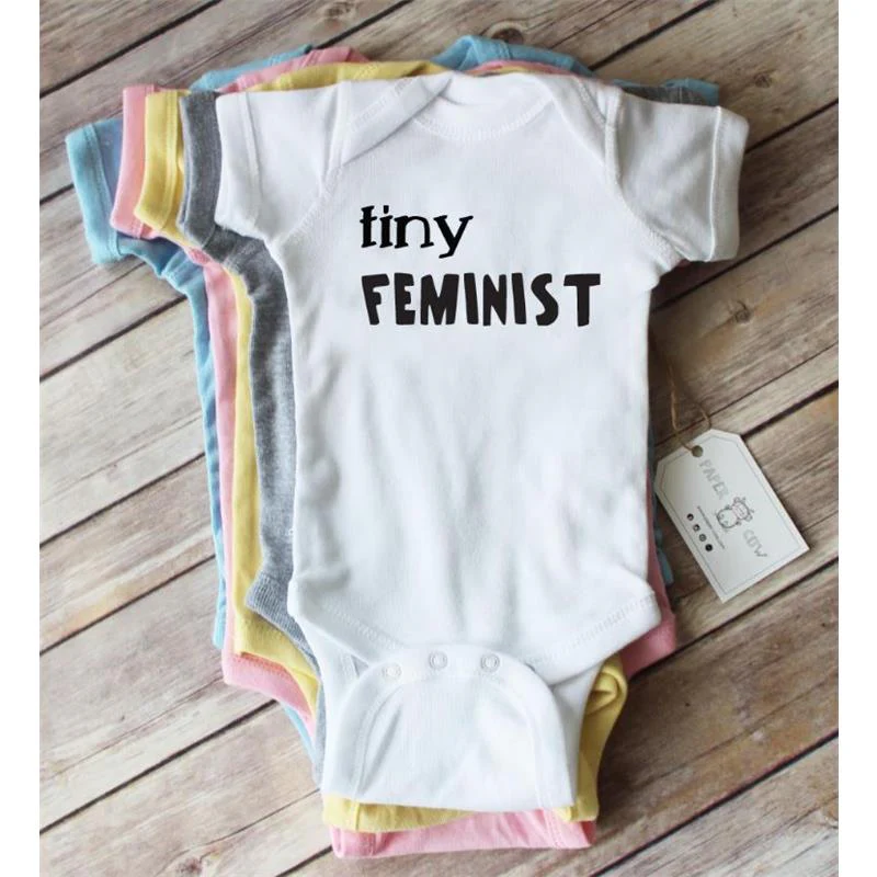 Paper Cow - Tiny Feminist Baby Bodysuit, White