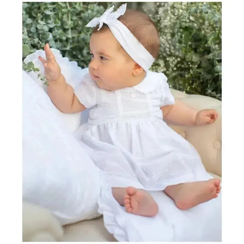 Patachou - Baby Girl Voile Dress, White - Image 2