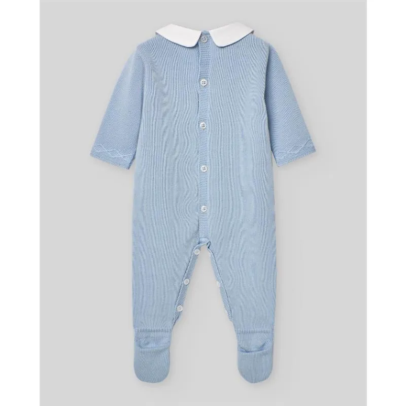 Paz Rodriguez - Baby Boy Knit Newborn Romper Vento, Sky Blue - Image 2