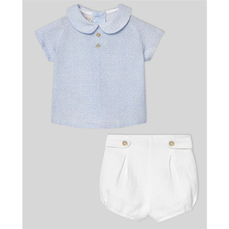 Paz Rodriguez - Baby Boy Set Woven Newborn Shirt + Shorts Vento, Sky Blue