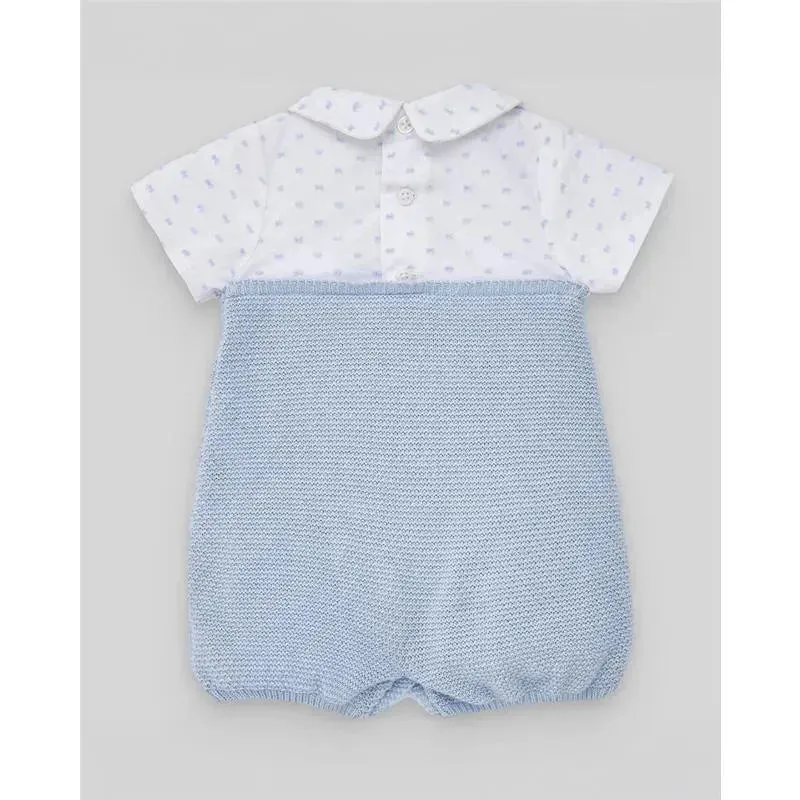 Paz Rodriguez - Baby Boy Woven Newborn Romper, Sky Blue - Image 2