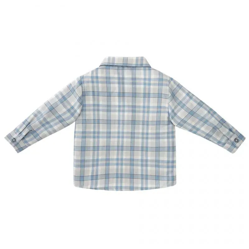 Paz Rodriguez - Baby Boy Woven Newborn Shirt Espacio, Dutch Blue - Image 2