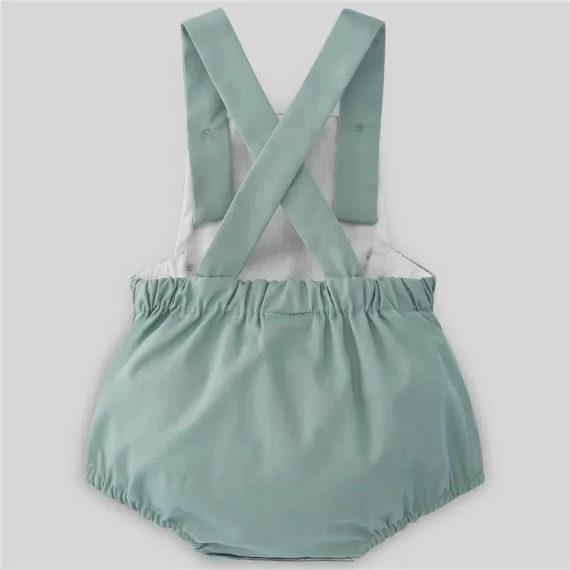 Paz Rodriguez - Baby Boy Woven Romper Prado, Green Lake - Image 2