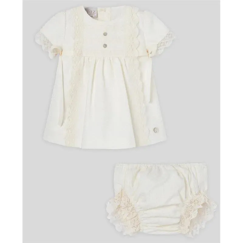 Paz Rodriguez - Baby Girl Dress & Bloomer Set, Cream
