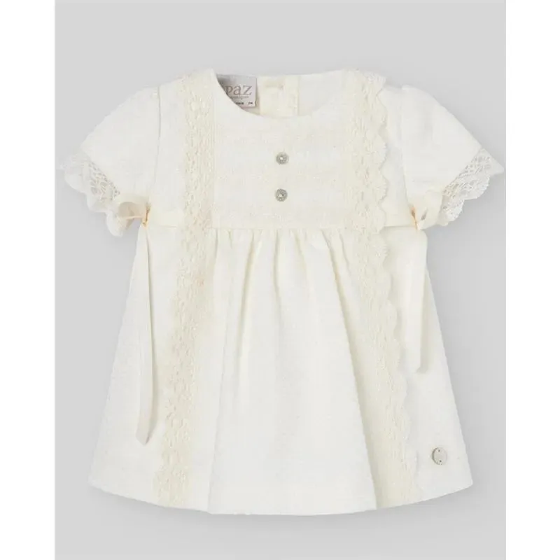 Paz Rodriguez - Baby Girl Dress & Bloomer Set, Cream - Image 2