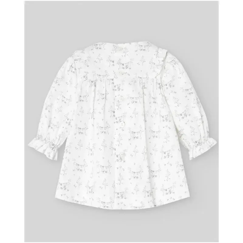 Paz Rodriguez - Baby Girl Dress & Bloomer Set Pulgarcito, Grey Pearl - Image 2
