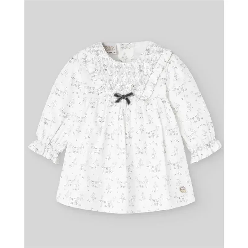 Paz Rodriguez - Baby Girl Dress & Bloomer Set Pulgarcito, Grey Pearl - Image 3