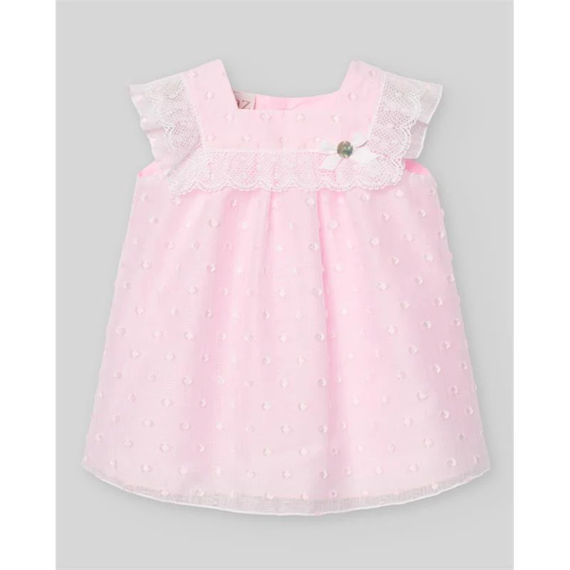 Paz Rodriguez - Baby Girl Set Woven Newborn Dress + Bloomers Linda, Chalk Pink - Image 2