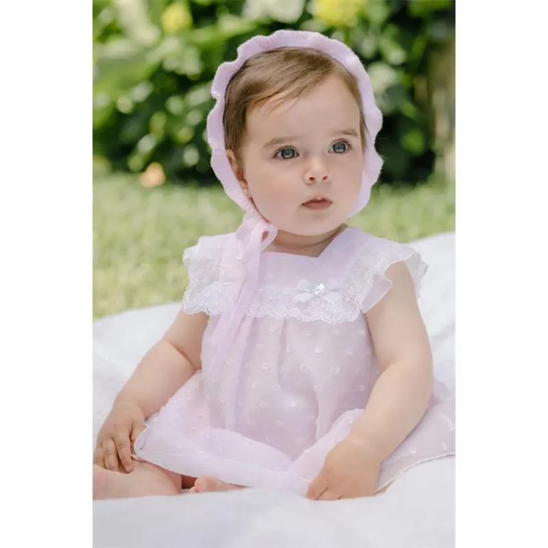 Paz Rodriguez - Baby Girl Woven Newborn Dress Linda, Chalk Pink - Image 3