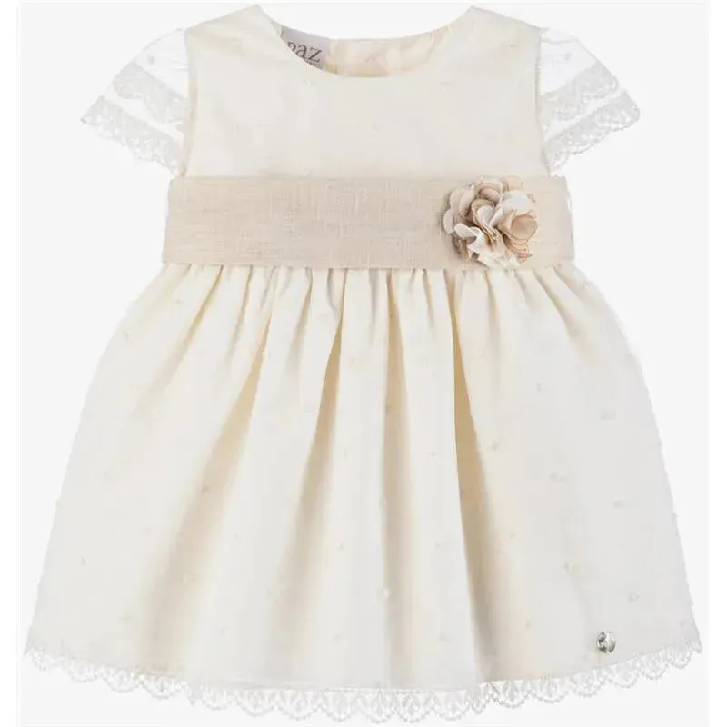 Paz Rodriguez - Baby Girls Ivory Tulle & Cotton Dress