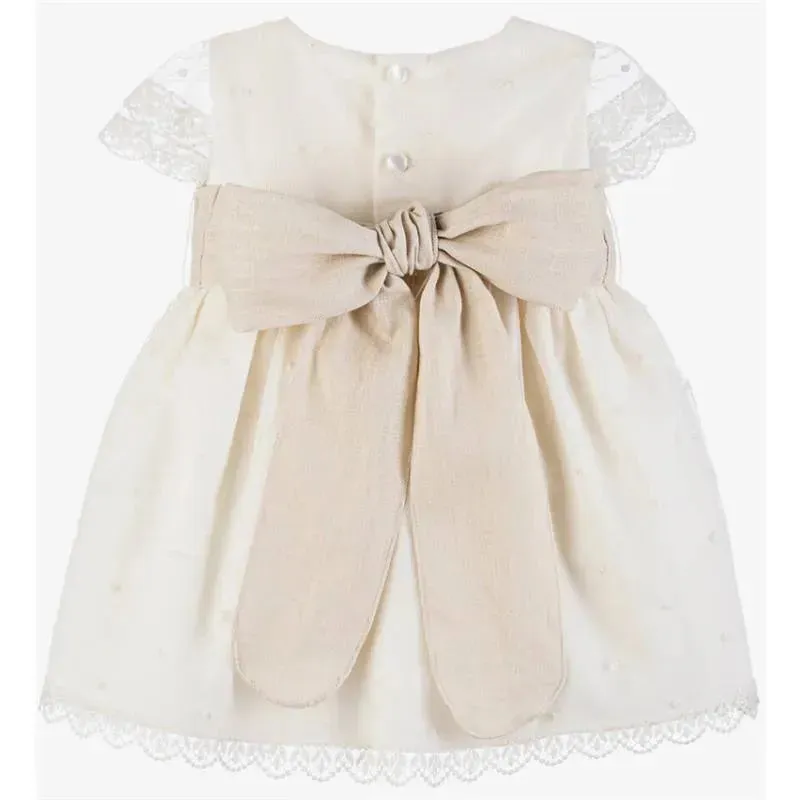 Paz Rodriguez - Baby Girls Ivory Tulle & Cotton Dress - Image 3