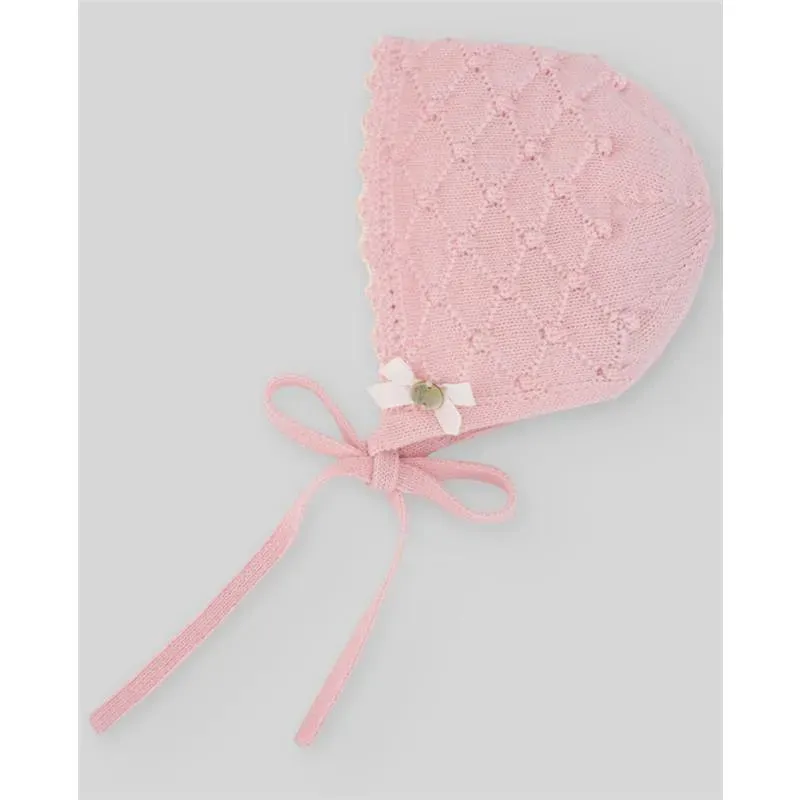Paz Rodriguez - Baby Knit Newborn Bonnet, Chalk Pink - Image 2
