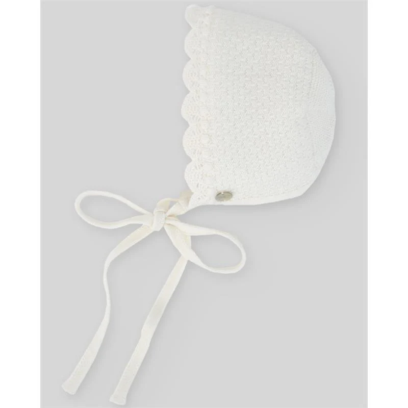 Paz Rodriguez - Baby Knit Newborn Bonnet Paz Oi, Chalk Pink - Image 2