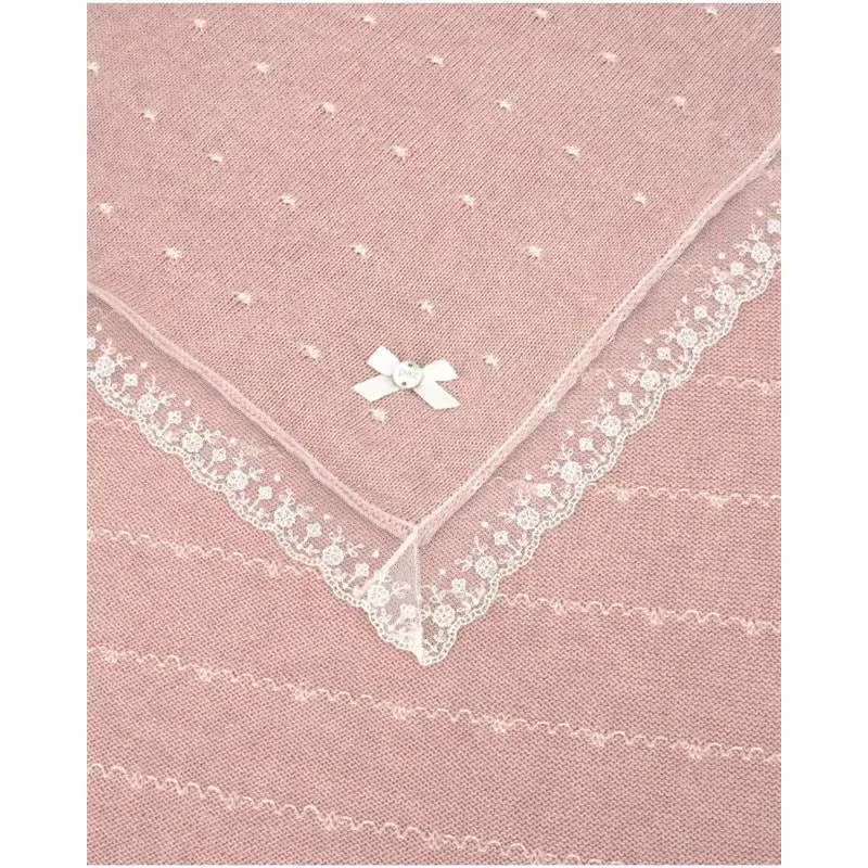 Paz Rodriguez - Baby Knit Newborn Hadas Blanket, Powder Pink/Beige - Image 2