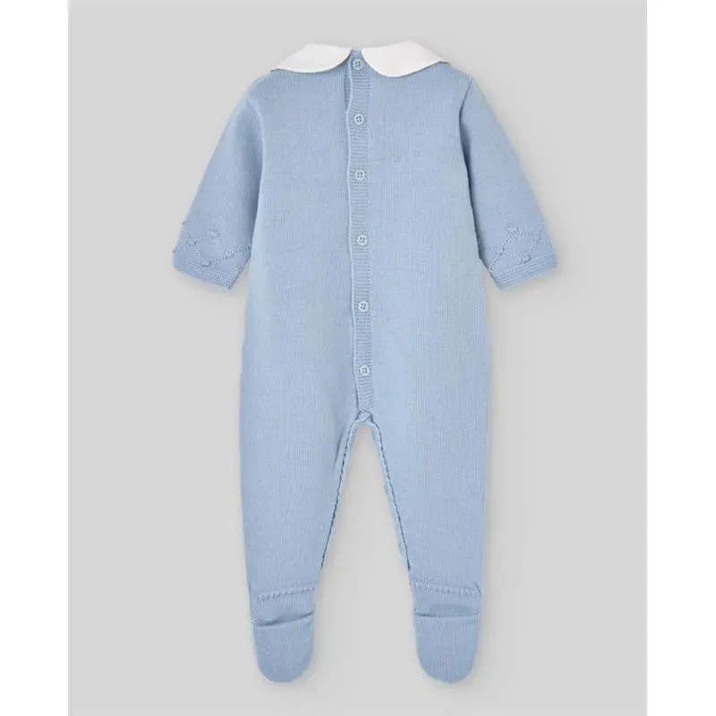 Paz Rodriguez - Baby Knit Newborn Romper Glaciar, Chalk Blue - Image 2