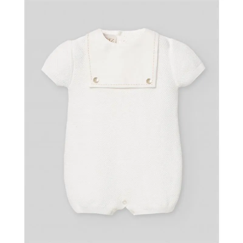 Paz Rodriguez - Baby Knit Newborn Romper Lino, White