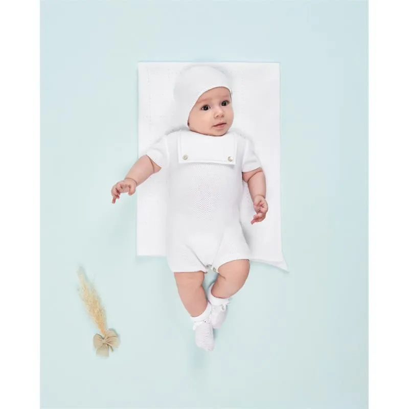Paz Rodriguez - Baby Knit Newborn Romper Lino, White - Image 3