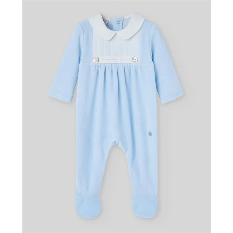Paz Rodriguez - Baby Knit Newborn Romper Ternura Oi, Chalk Blue