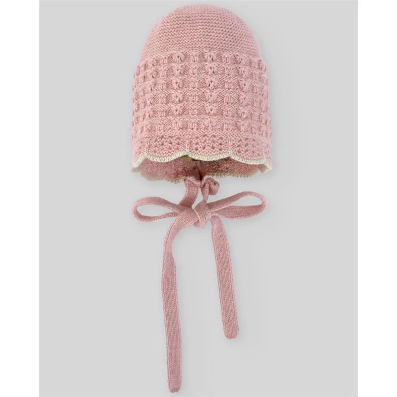 Paz Rodriguez - Knit Newborn Bonnet Pascua Powder Pink/Light Brown - Image 2