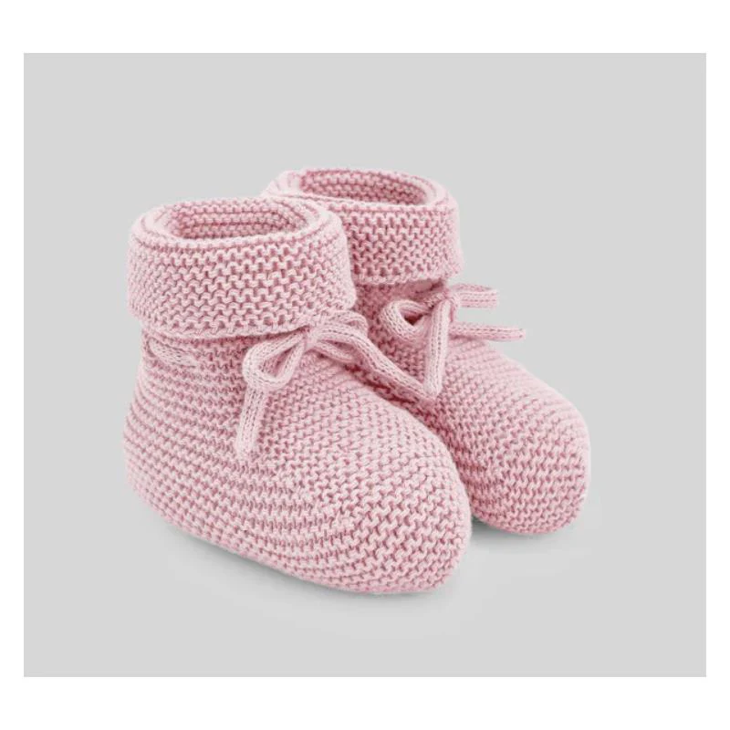 Paz Rodriguez Knit Newborn Booties Esencial Dune Pink