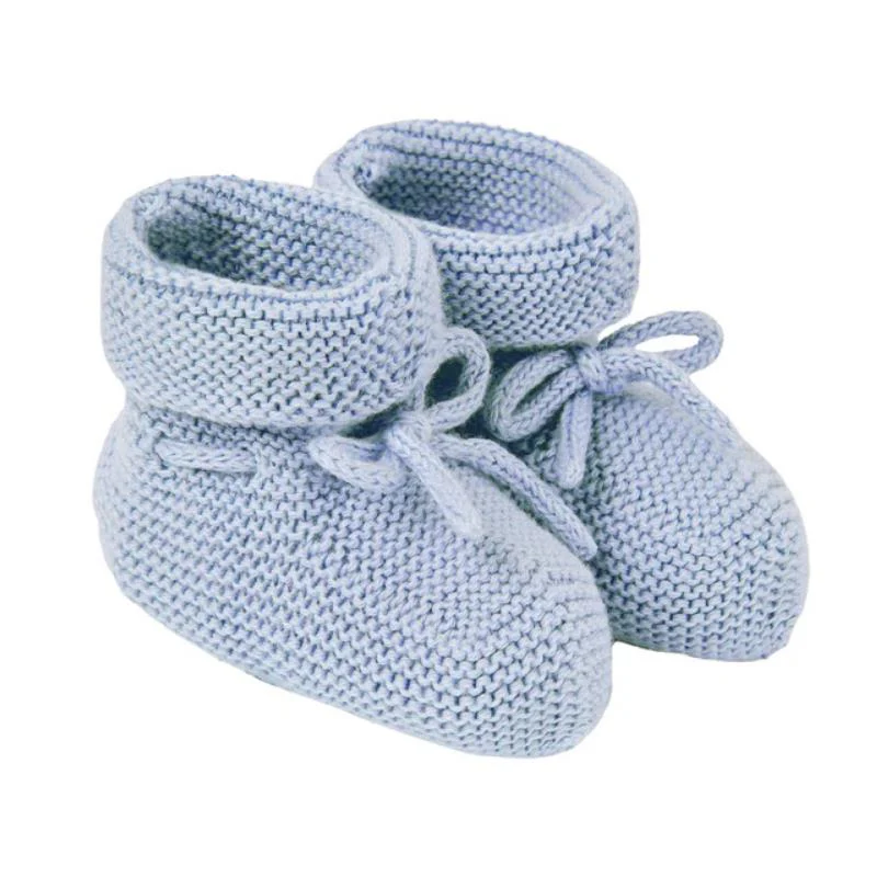 Paz Rodriguez Knit Newborn Booties Mercerizado Esencial, Chalk Blue