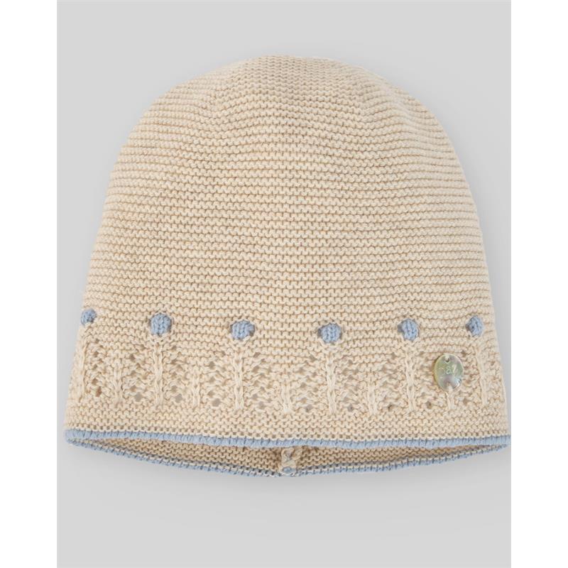 Paz Rodriguez - Knit Newborn Hat Alegria, Light Brown/Chalk Blue