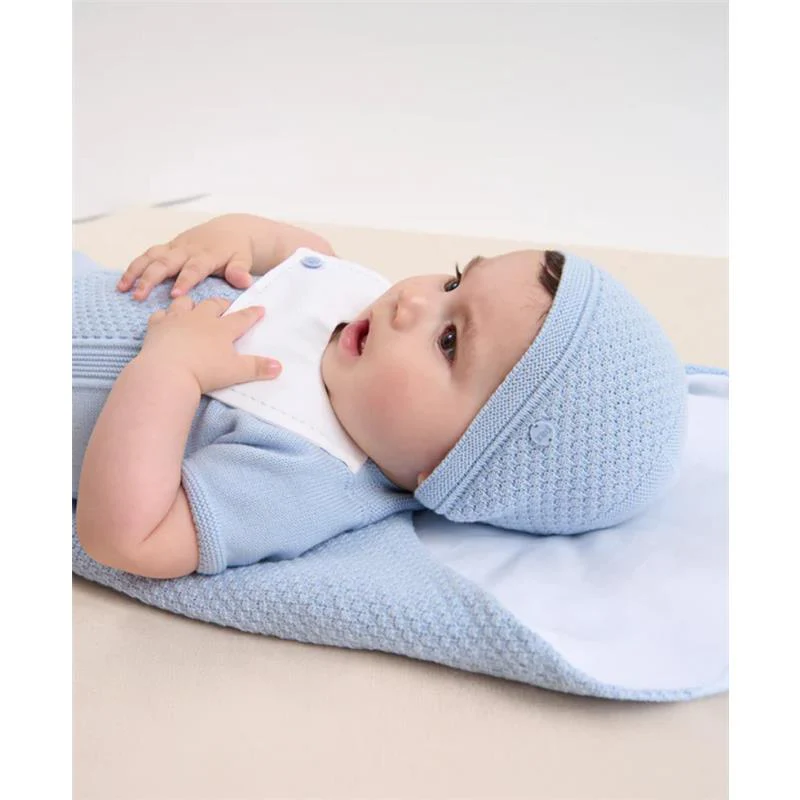 Paz Rodriguez Knit Newborn Hat Espuma, Sky Blue - Image 3