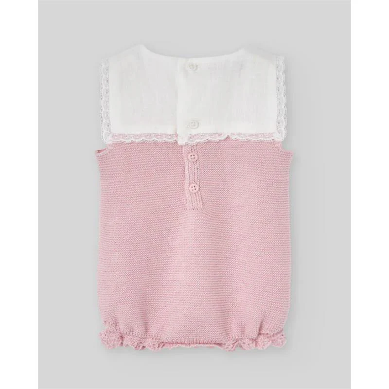 Paz Rodriguez Knit Newborn Romper Alegra, Chalk Pink - Image 2