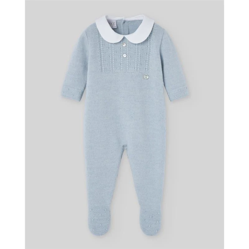 Paz Rodriguez - Knit Newborn Romper Erizos Chalk Blue