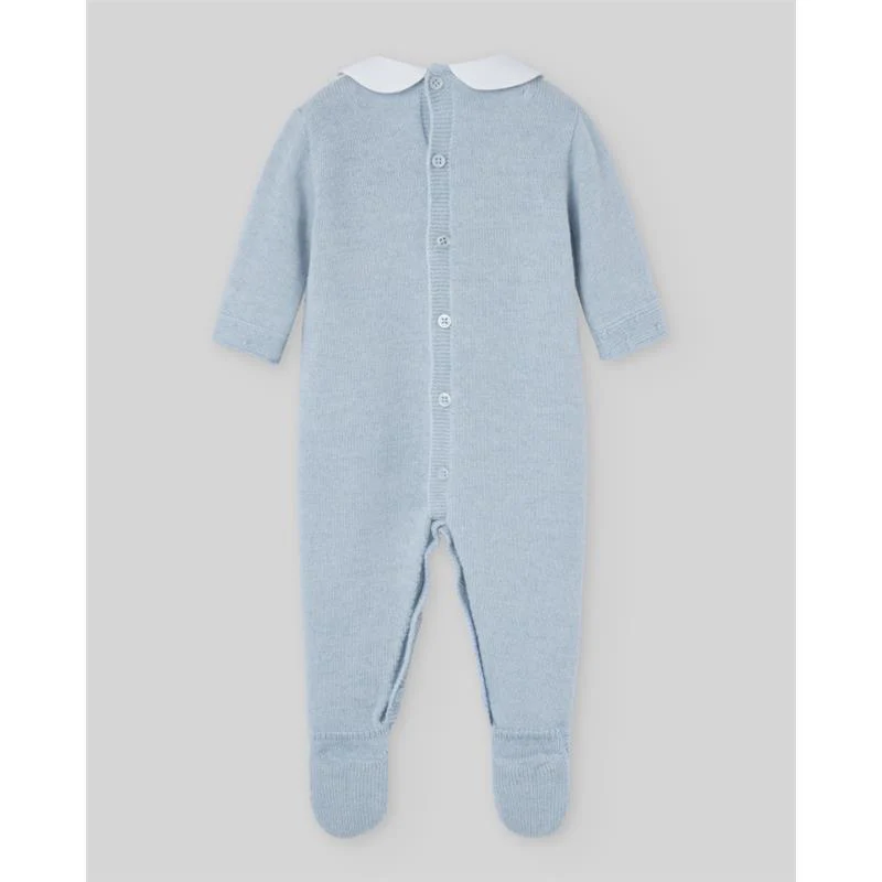Paz Rodriguez - Knit Newborn Romper Erizos Chalk Blue - Image 2