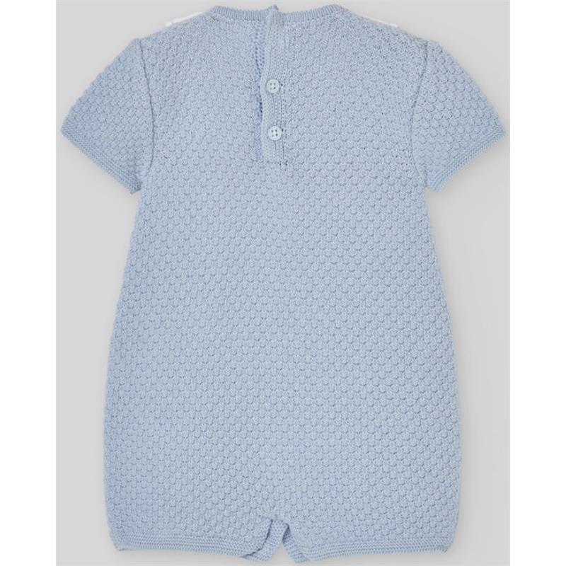 Paz Rodriguez Knit Newborn Romper Espuma Sky Blue - Image 2