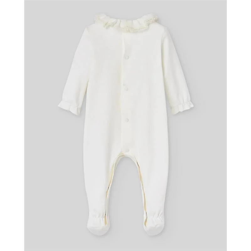 Paz Rodriguez Knit Newborn Romper Interlock, Cream - Image 2