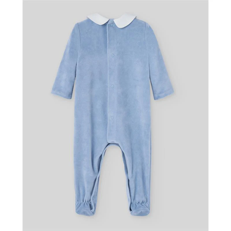 Paz Rodriguez - Knit Newborn Romper Ternura Oi, Dutch Blue - Image 2