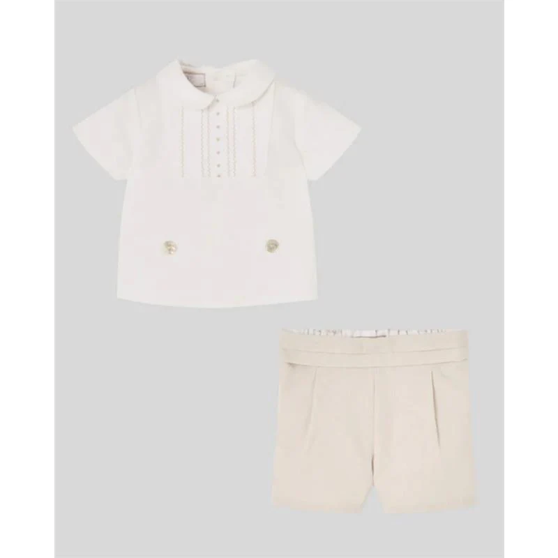 Paz Rodriguez Nectar Set Blusa & Pantalon, White/Light Brown